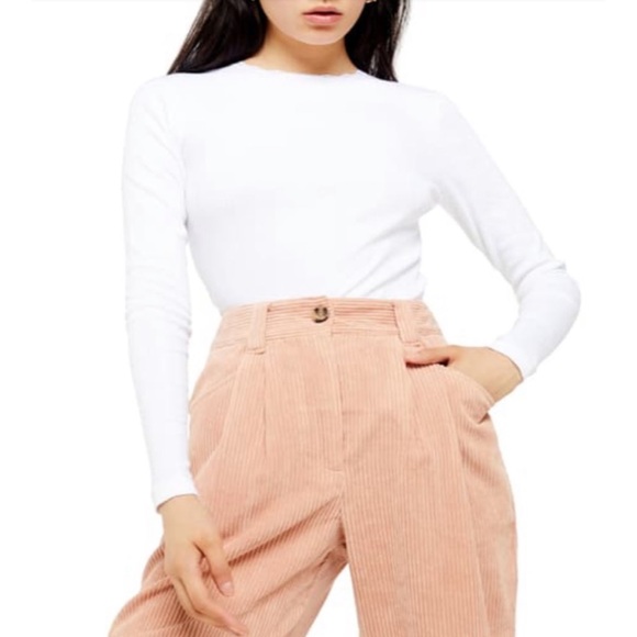 Topshop white long sleeve pointelle crop top lace eyelet design - Picture 2 of 4